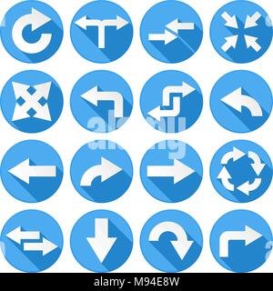 Pfeile gesetzt. Sammlung der runde blaue Symbole mit Pfeilsymbolen Stock Vektor