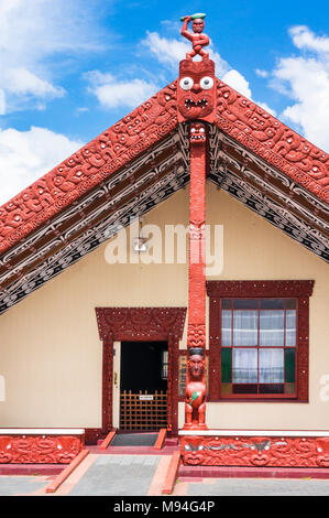 Neuseeland rotorua Neuseeland Whakarewarewa Thermal Village wahaio Meeting House whare tipuna rotorua Neuseeland Nordinsel Neuseeland Ozeanien Stockfoto