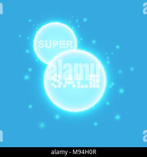 Verkauf glühende Leuchtreklame auf dem transparenten Hintergrund. Licht vector Hintergrund für Ihre Werbung, Rabatte und Business Stock Vektor