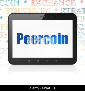 Blockchain Konzept: Tablet Computer mit Peercoin auf Anzeige Stockfoto