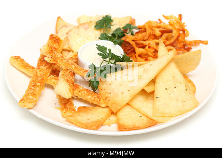 Snacks für Bier im Sortiment Stockfoto