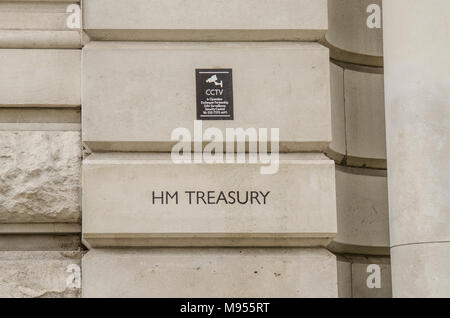 Britische Regierung HM Treasury Gebäude in Westminster, London Stockfoto