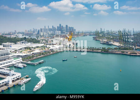 Luftbild vom Central Business District und den Hafen von Singapur, Singapur Insel (Pulau Ujong), Singapur Stockfoto