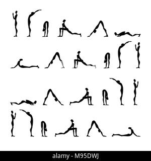 Yoga Infografiken, Surya Namaskar, Anrede die Sonne Stock Vektor