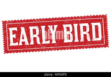 Early Bird grunge Stempelabdruck auf weißem Hintergrund, Vector Illustration Stock Vektor