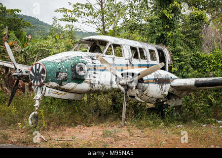 Flugzeugwrack im Dschungel - alte Propellermaschinen im Wald - Stockfoto