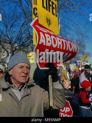 Washington DC., USA, 22. Januar 1991. Die jährlichen Recht auf Leben März an der Vorderseite des US Supreme Court building Credit: Mark Reinstein/MediaPunch Stockfoto