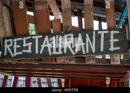 Restaurant Zeichen auf Holzbrett, handgemachte Restaurant anmelden Stockfoto