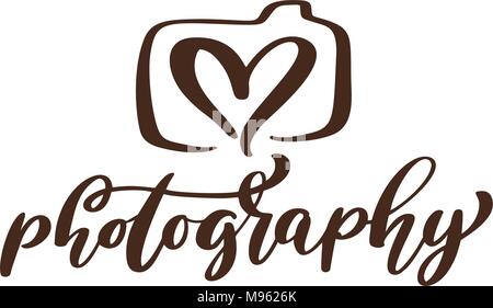 Fotografie logo Symbol vektor Vorlage kalligraphische Inschrift Fotografie text isoliert auf weißem Hintergrund Stock Vektor
