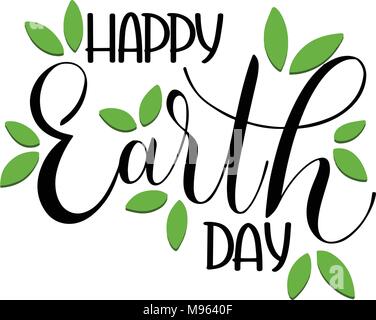 Happy Earth Day Schriftzug. Hand gezeichnet. Papercut Stock Vektor