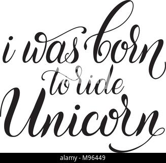 Einhorn süß Vektor Schriftzug und Illustration. Karte, Poster und T-Shirt Design. Stock Vektor