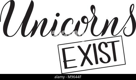 Einhorn süß Vektor Schriftzug und Illustration. Karte, Poster und T-Shirt Design. Stock Vektor
