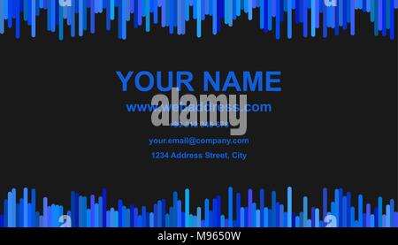 Moderne business card Template design-id-card Abbildung mit vertikalen Streifen in Blau auf schwarzem Hintergrund Stock Vektor