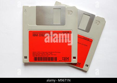 Betriebssystem-Installation Disketten IBM OS/2 Warp, Computersoftware Stockfoto