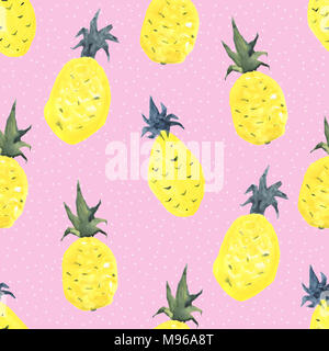 Ananas Hintergrund. Aquarell tropic Muster Stockfoto