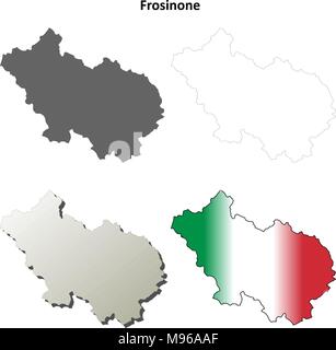 Frosinone leer detaillierte Gliederung Karte gesetzt Stock Vektor