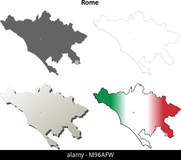 Rom leer detaillierte Gliederung Karte gesetzt Stock Vektor