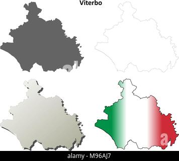 Viterbo leer detaillierte Gliederung Karte gesetzt Stock Vektor
