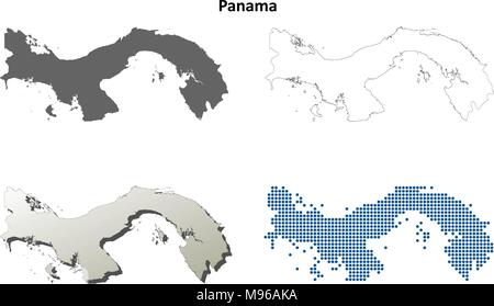 Panama-Umrisse Karte gesetzt Stock Vektor