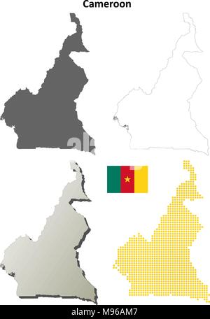 Kamerun-Umriss-Karte gesetzt Stock Vektor