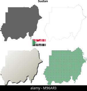 Sudan-Umriss-Karte gesetzt Stock Vektor