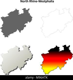 North Rhine-Westphalia leere Umriss Karte gesetzt Stock Vektor