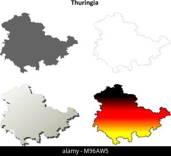 Thüringen leere Umriss Karte gesetzt Stock Vektor