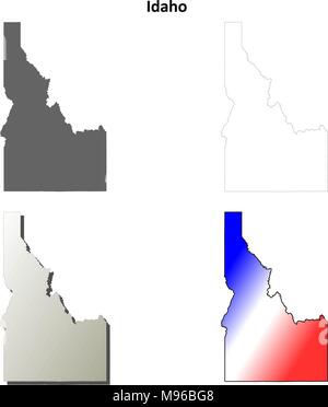Idaho Umriss Karte gesetzt Stock Vektor