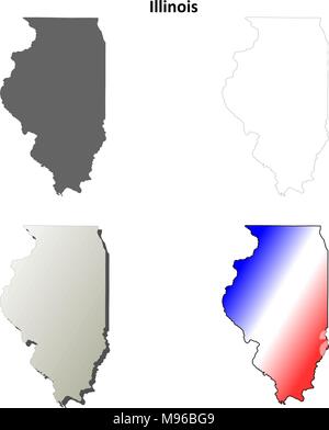 Illinois-Umriss-Karte gesetzt Stock Vektor
