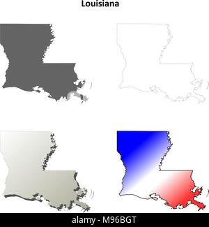 Louisiana-Umriss-Karte gesetzt Stock Vektor