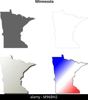 Minnesota Umriss Karte gesetzt Stock Vektor