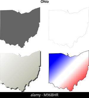 Ohio-Umriss-Karte gesetzt Stock Vektor