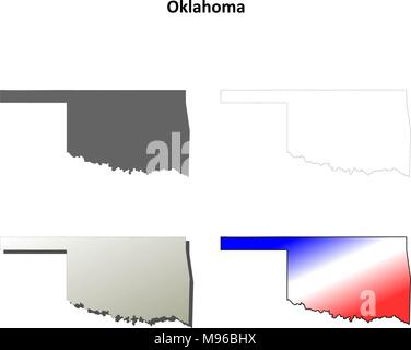 Oklahoma-Umriss-Karte gesetzt Stock Vektor