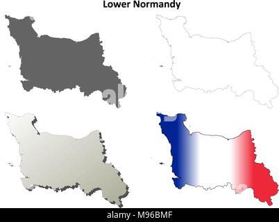Basse-Normandie leere Umriss Karte gesetzt Stock Vektor
