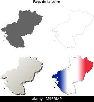 Pays De La Loire leere Umriss Karte gesetzt Stock Vektor