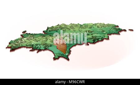 Insel Karte von Ibiza mit Zeichnung. Detaillierte Vector Illustration. Isolierte Konzept für Infografik und Marketing. Stock Vektor