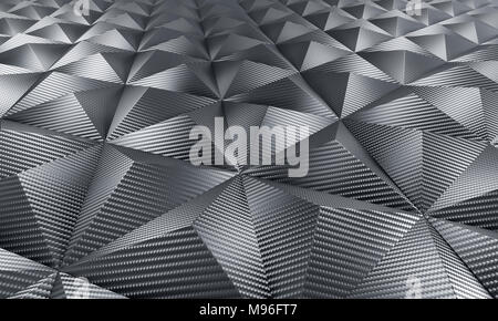 Geometrische carbon Dreieck Fibre Hintergrund 3D Rendering image Stockfoto