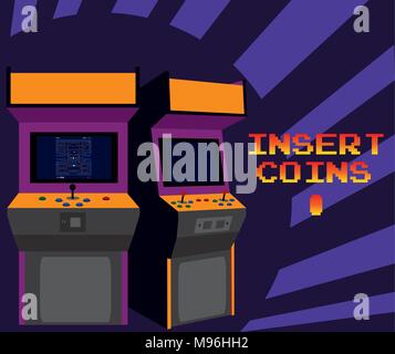 Legen Sie Münzen Arcade zu spielen Stock Vektor