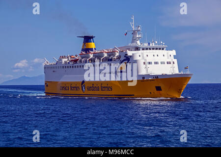 Korsika Fähren Korsika Marina Seconda kommt außerhalb der Hafen von Bastia Korsika Frankreich Europa Stockfoto