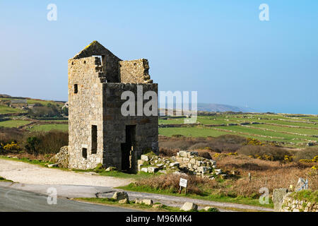 Motor Pumpen von Haus aus dem alten Carn galver Tin Mine in der Nähe von zennor in Cornwall, England, Großbritannien, Großbritannien. Stockfoto