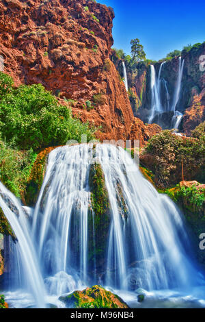 Ouzoud Wasserfälle in der Nähe der Grand Atlas Dorf Tanaghmeilt, Marokko. Stockfoto