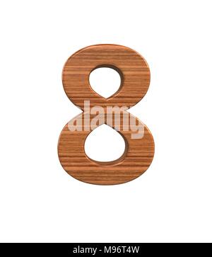 3D-rendering Font poliert Nussbaum Nummer 8 Stockfoto