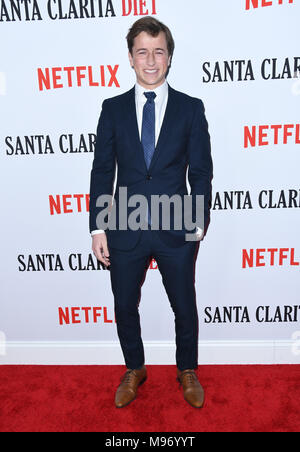 Hollywood, CA, USA. März 2018. 22. März 2018 - Hollywood, Kalifornien - Skyler Gisondo. Netflix feierte die Premiere von „Santa Clarita Diet“ Staffel 2 im Arclight Hollywood Cinerama Dome. Foto: Birdie Thompson/Admedia Stockfoto