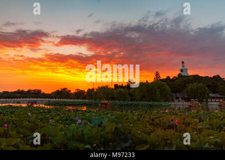 Beijin, Beijin, China. 23 Mär, 2018. Peking, China - Sonnenuntergang im Beihai Park in Peking. Credit: SIPA Asien/ZUMA Draht/Alamy leben Nachrichten Stockfoto