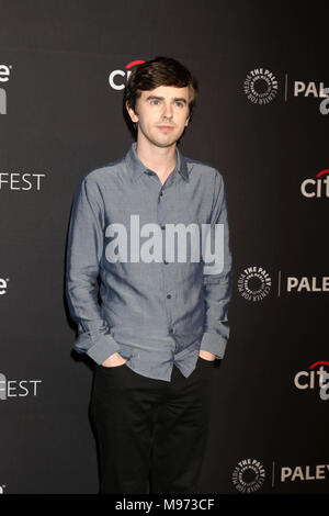 Hollywood, Ca. 22 Mär, 2018. Freddie Highmore am 2018 PaleyFest Los Angeles Präsentation Der gute Arzt im Dolby Theater, Hollywood, Kalifornien. März 22, 2018. Quelle: David Edwards/Medien Punch/Alamy leben Nachrichten Stockfoto