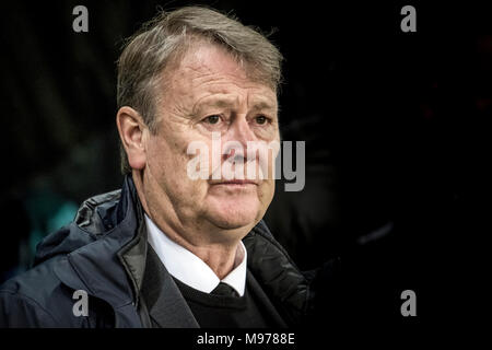 Dänemark, Bröndby - März 22., 2018. Manager Åge Hareide von Dänemark während der Fußball Freundschaftsspiel zwischen Dänemark und Panama bei Bröndby Stadion gesehen. (Foto: Gonzales Foto - Kim M. Leland). Credit: Gonzales Foto/Alamy leben Nachrichten Stockfoto