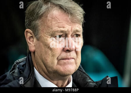 Dänemark, Bröndby - März 22., 2018. Manager Åge Hareide von Dänemark während der Fußball Freundschaftsspiel zwischen Dänemark und Panama bei Bröndby Stadion gesehen. (Foto: Gonzales Foto - Kim M. Leland). Credit: Gonzales Foto/Alamy leben Nachrichten Stockfoto