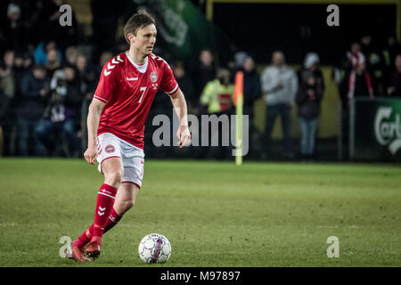 Dänemark, Bröndby - März 22., 2018. William Kvist (7) von Dänemark während der Fußball Freundschaftsspiel zwischen Dänemark und Panama bei Bröndby Stadion gesehen. (Foto: Gonzales Foto - Kim M. Leland). Credit: Gonzales Foto/Alamy leben Nachrichten Stockfoto