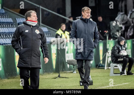 Dänemark, Bröndby - März 22., 2018. Manager Åge Hareide von Dänemark während der Fußball Freundschaftsspiel zwischen Dänemark und Panama bei Bröndby Stadion gesehen. (Foto: Gonzales Foto - Kim M. Leland). Credit: Gonzales Foto/Alamy leben Nachrichten Stockfoto