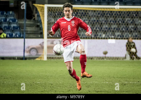 Dänemark, Bröndby - März 22., 2018. Thomas Delaney (8) von Dänemark während der Fußball Freundschaftsspiel zwischen Dänemark und Panama bei Bröndby Stadion gesehen. (Foto: Gonzales Foto - Kim M. Leland). Credit: Gonzales Foto/Alamy leben Nachrichten Stockfoto